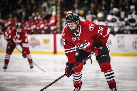 Youth St. Cloud State Huskies 15 Micah Miller Red Hockey Jersey