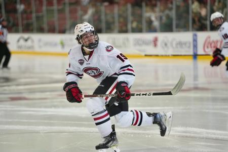 Youth St. Cloud State Huskies 15 Micah Miller Red Hockey Jersey