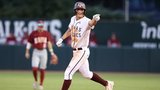 COLLEGE STATION, TX - May 12, 2023 - Outfielder Jace Laviolette #17 of the Texas A&M Aggies during the game between the Alabama Crimson Tide and the Texas A&M Aggies at Blue Bell Park in College Station, TX. Photo By Ethan Mito/Texas A&M Athletics

