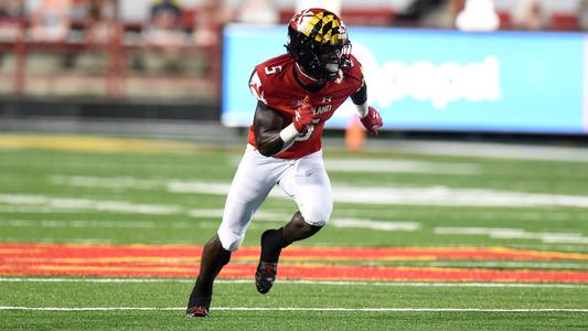 Maryland wide receiver Rakim Jarrett catches a pass during the