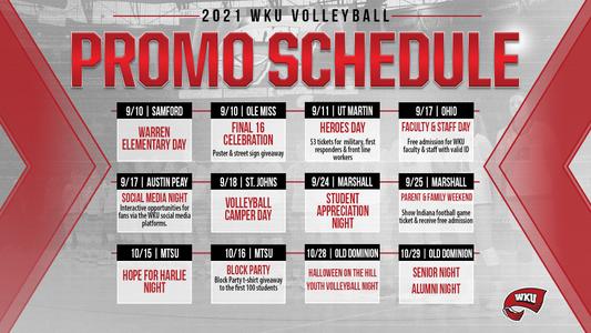 Upcoming Game/Promotion Schedule Announced
