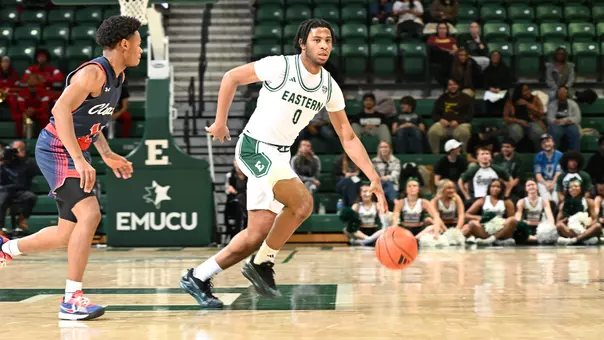 Gregory Lawson II dribbling a basketball against Cleary, Dec. 5, 2025