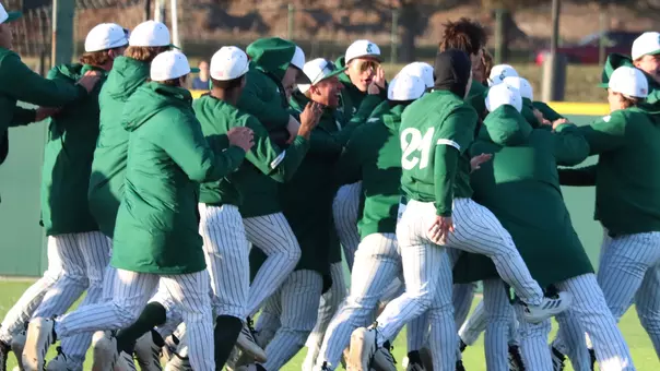 Eastern baseball team celebrates after walking off Central Michigan, 12-11, March 28, 2026