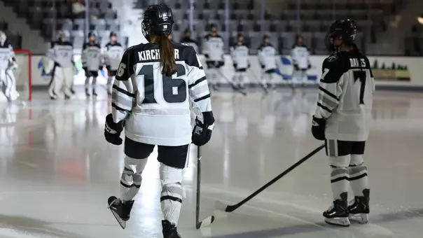 Women's ice hockey player Reichen Kirchmair during player introductions
