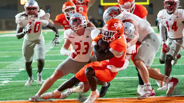 Alton McCaskill scores a touchdown against Nicholls at Bowers Stadium