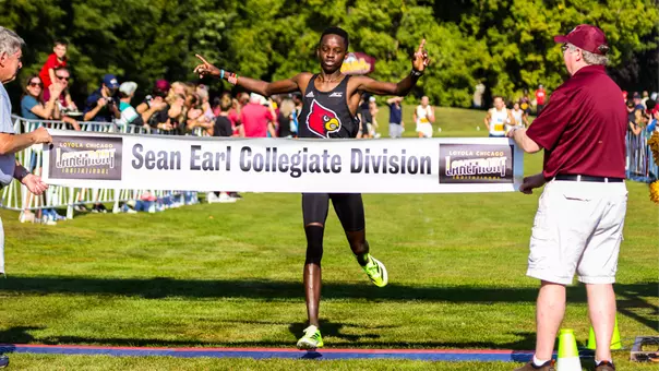 Elsingi Kipruto wins the men's 8K at the Sean Earl Lakefront Invitational.