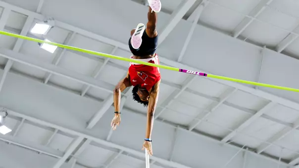 Collin Pate clears the pole vault at the 2026 Rod McCravy Memorial Invitational
