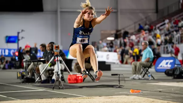 Gianna Locci competes in the long jump at the 2024 ACC Indoor Championships