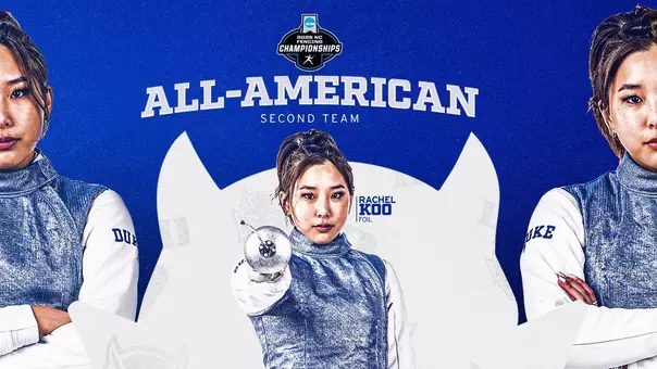 A graphic showing Duke's Rachel Koo earned Second Team All-America honors.