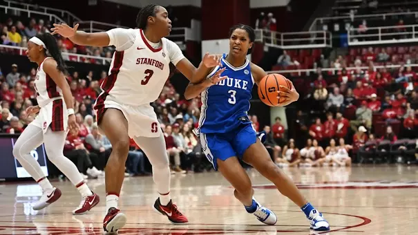 Ashlon Jackson drives to the basket against Stanford.