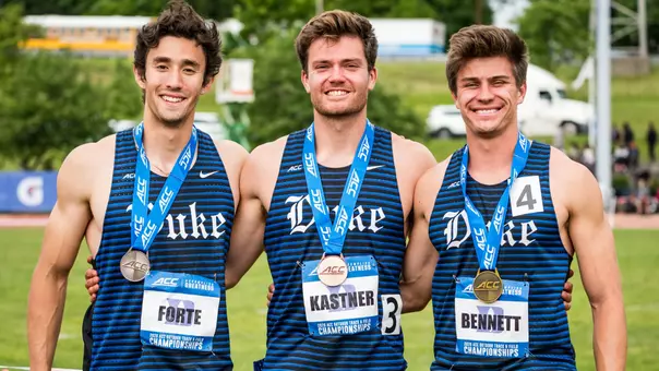 Max Forte, Philip Kastner and Michael Bennett after completing men's decathlon at ACCs