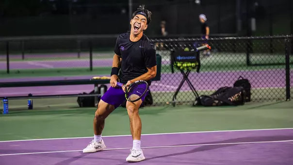 Duncan Chan celebrates during TCU's 4-1 victory over UCF on March 27.