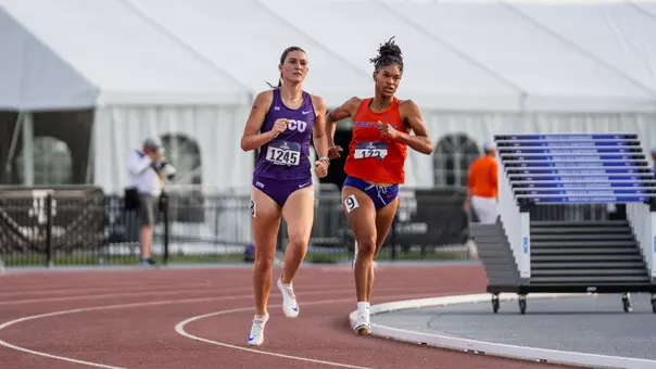 TCU track and field's Georgia Scott races around the track at the NCAA West First Round Meet