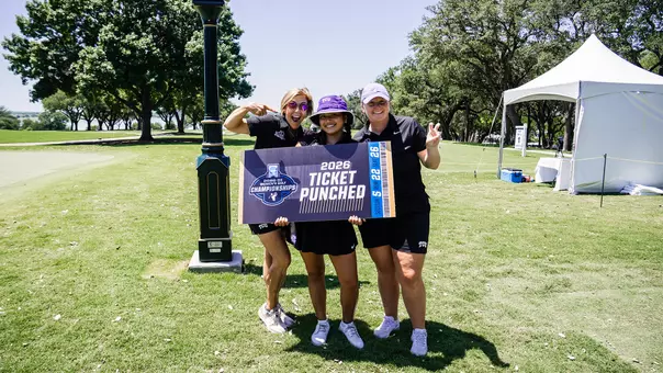 Kirstin Angosta celebrates after qualifying for the NCAA National Championships.