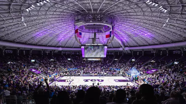Fans await tipoff for an NCAA Tournament second round game at Schollmaier Arena