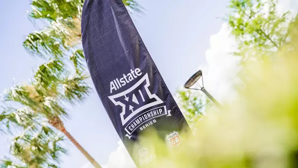 Big 12 Tournament signage displayed at the USTA National campus ahead of the men's and women's tennis conference championships