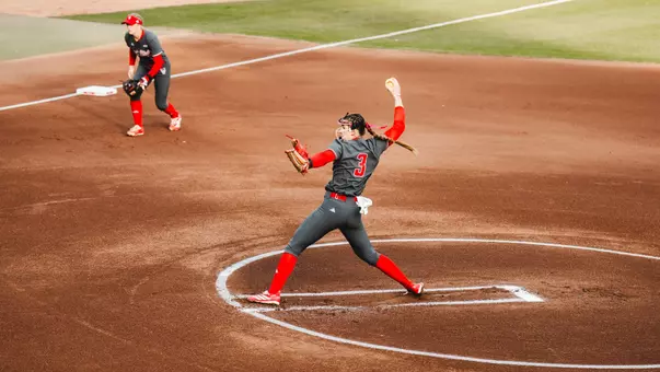Morgen Talley pitching vs Queens 2/17/26