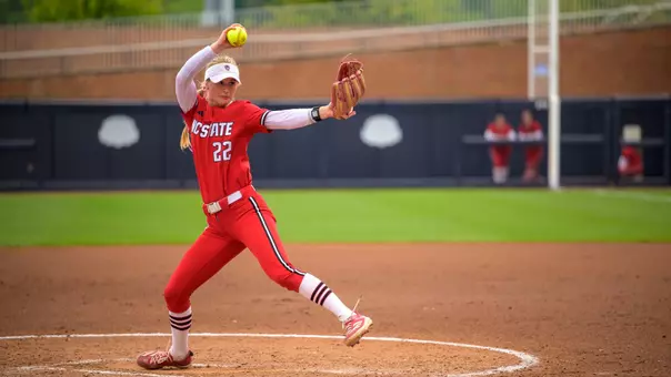 Rylee Wyman pitching against Louisville in Round 1 of the ACC Tournament 2026