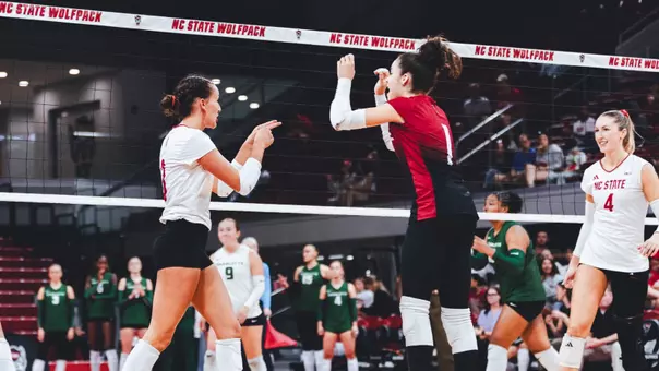 Clara Vondran and Zuzia Maciejewicz celebrating vs. Charlotte 9/6/26