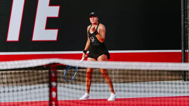 Mia Slama celebrating a win at home