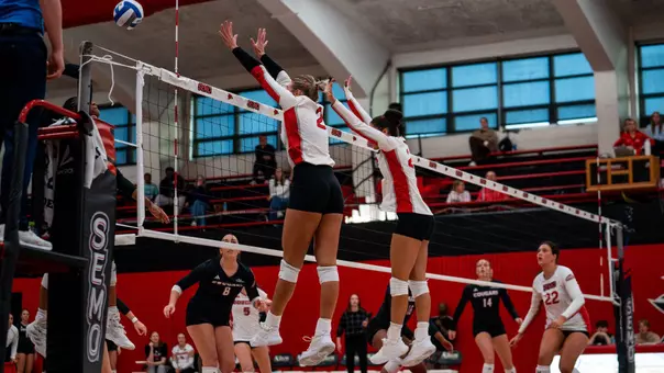 Lucy Arndt and Alaina Lester go up for the block