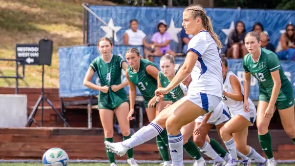 Rose Vigran converting a PK against Loyola Maryland