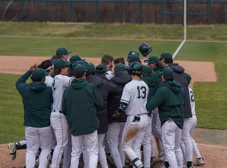 MSU baseball team celebrates at home plate