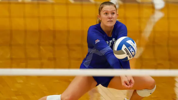 Rowan Carr digs out a ball vs. Iona on Sept. 5