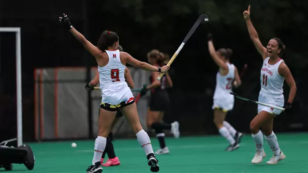 Babs van Hest celebrates a goal against Saint Joseph's