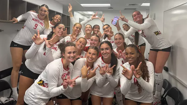 Maryland celebrates a win over Arkansas
