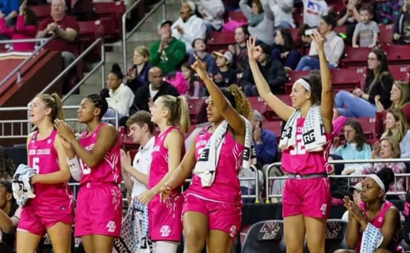 The bench reacts during a third quarter run against UNC, 2.16.20.