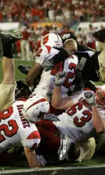 Anthony Allen backs across the goal line for a touchdown in the fourth quarter. (AP Photo/Alan Diaz)