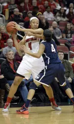 Antonita Slaughter (4) looks to pass. (Jamie Rhodes-USA TODAY Sports)