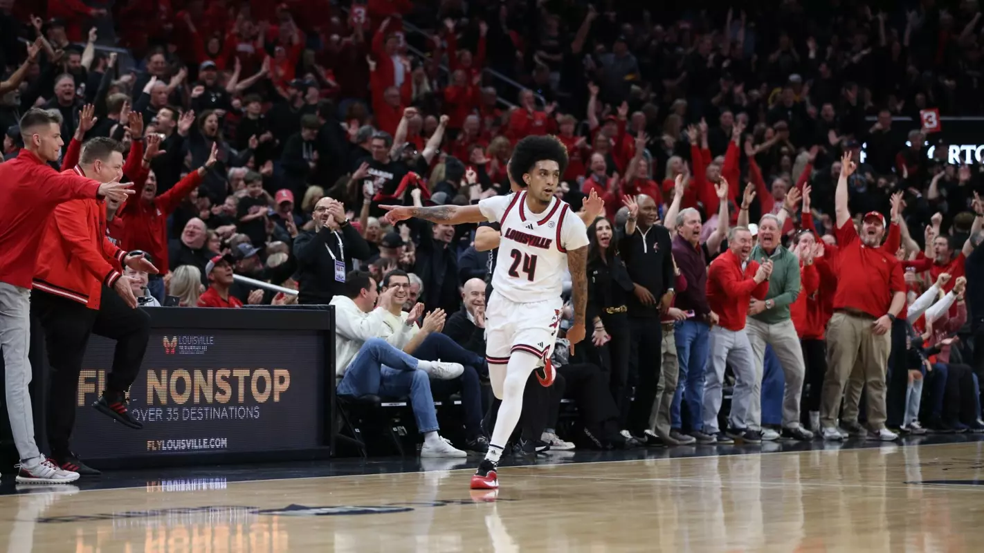 Chucky Hepburn points at fans after scoring against Pittsburgh on March 1, 2025