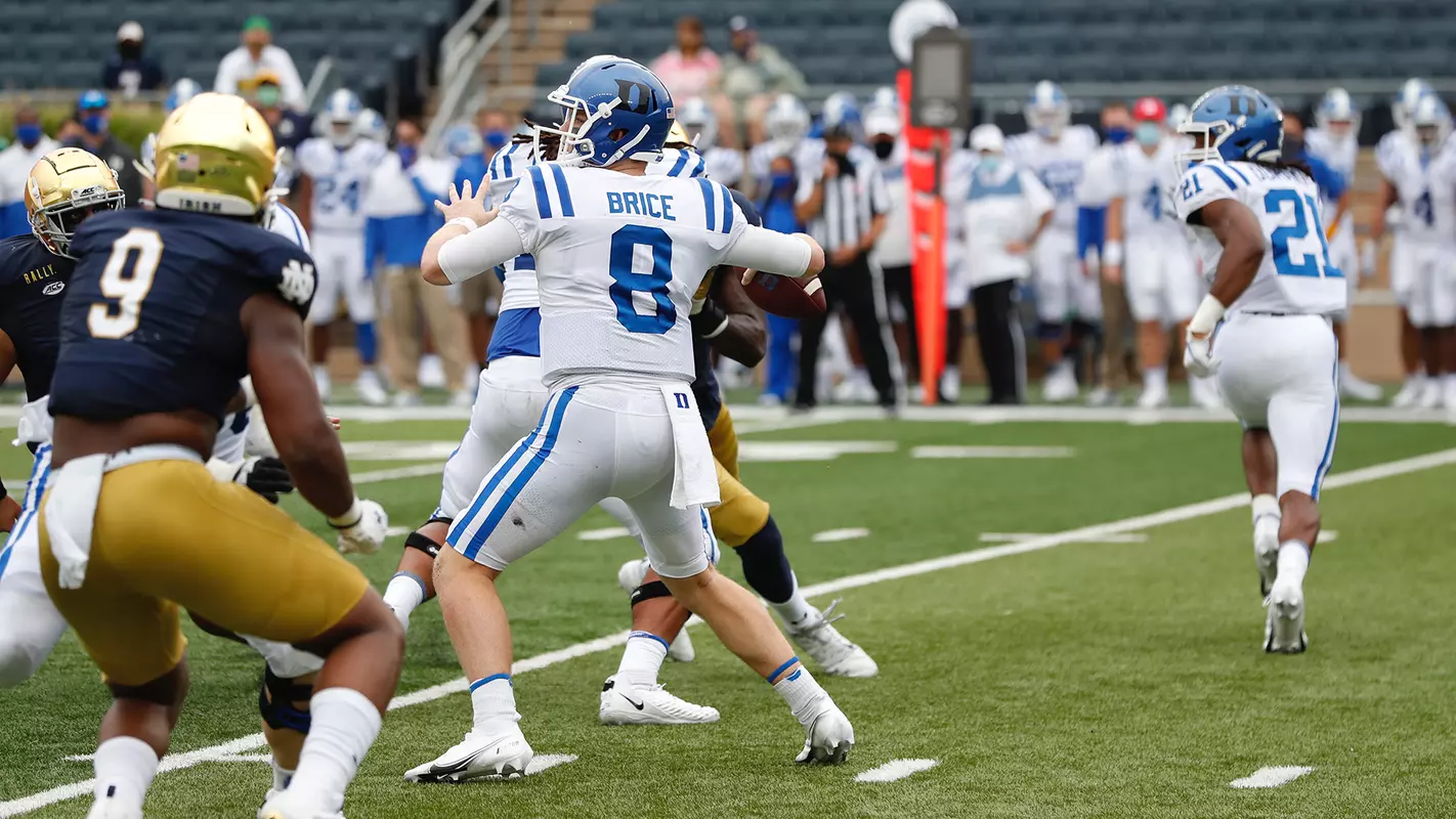 Chase Brice back to pass against Notre Dame