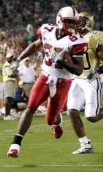 Brian Clark beats Georgia Tech's Dawan Landry for a touchdown during the first quarter.