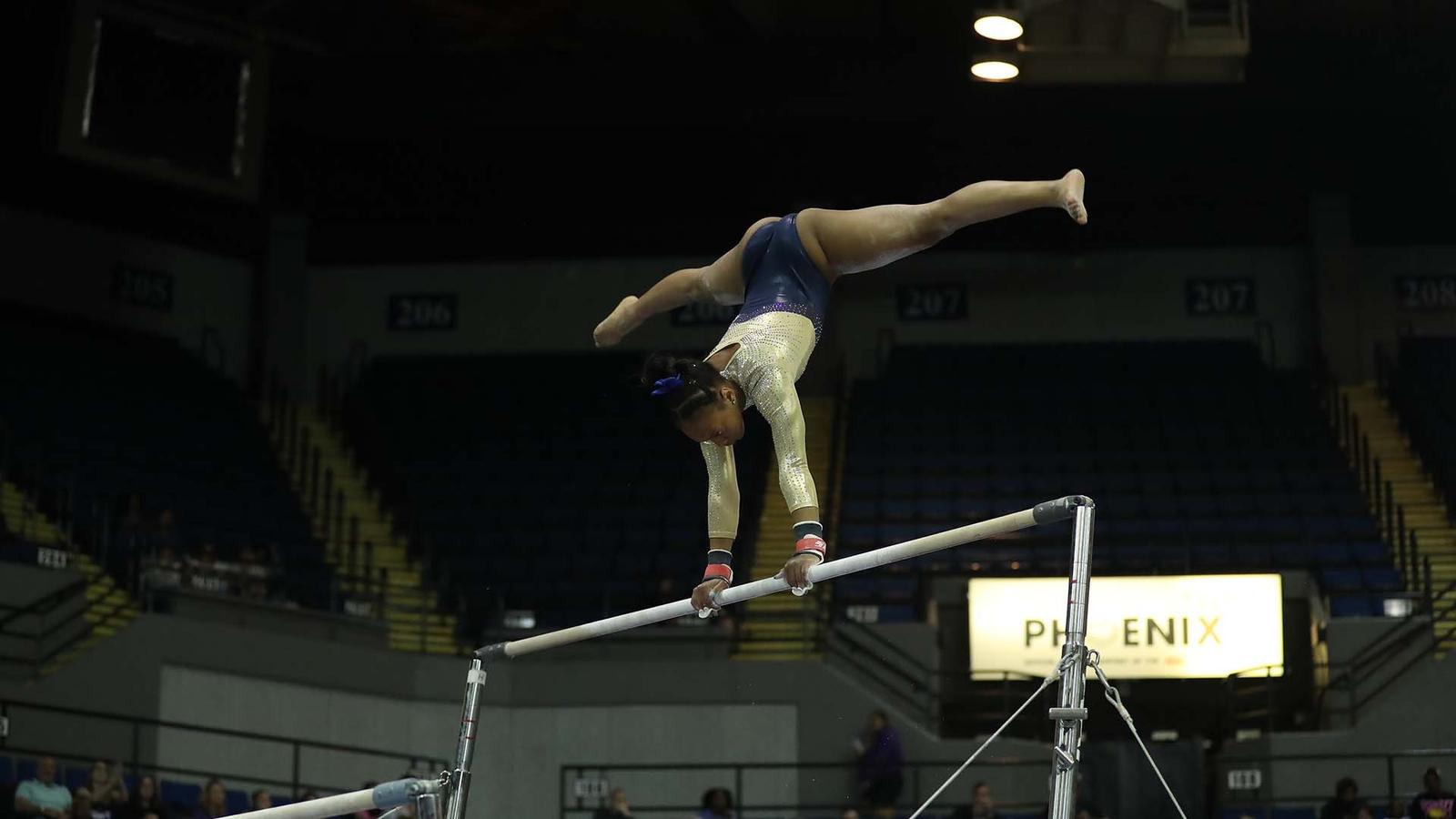 Gymnastics Ties Program Record on Bars at Podium Challenge - George ...