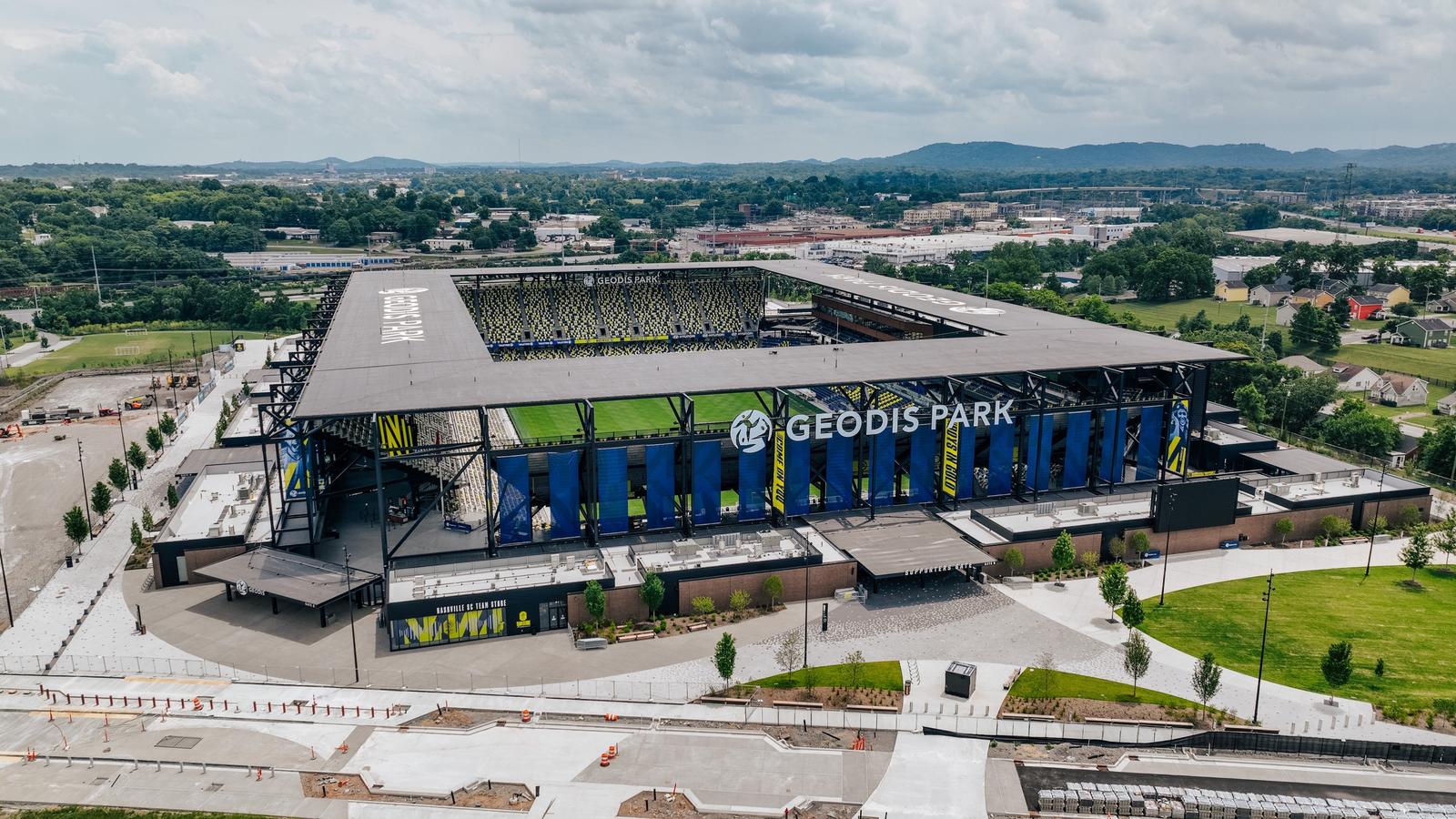 GEODIS Park — Nashville aerial stadium photograph for large-venue MEP planning