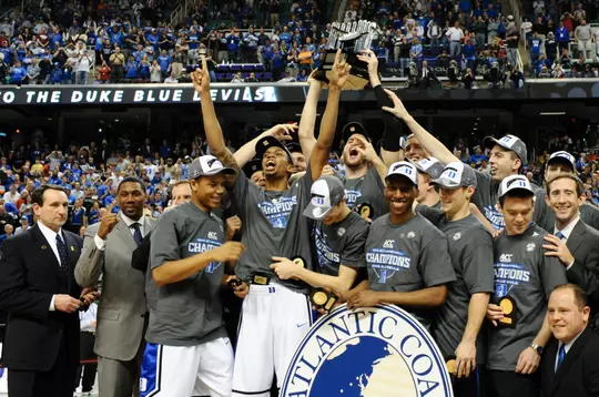 March 14 2010: during a game between the Georgia Tech Yellow Jackets and the Duke Blue Devils in the Finals of the ACC Basketball Tournament at the Greensboro Coliseum in Greensboro, North Carolina. Duke won 65-61.