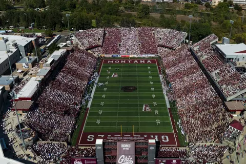 Aerial views of Washington-Grizzly Stadium on Sept. 20, 2025 in Missoula, Montana.
