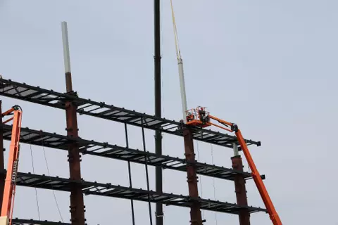 Construction begins on the new videoboard at Carter-Finley Stadium