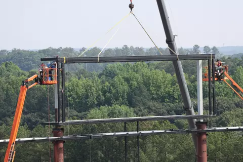 Construction begins on the new videoboard at Carter-Finley Stadium