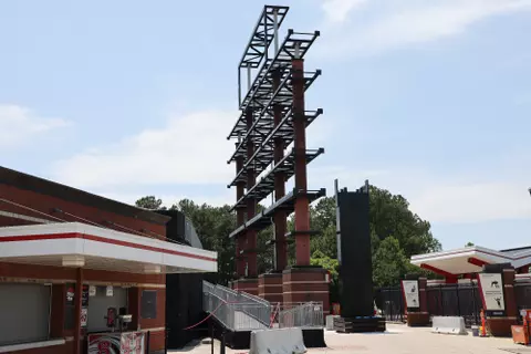 Construction begins on the new videoboard at Carter-Finley Stadium