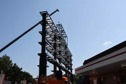 Construction begins on the new videoboard at Carter-Finley Stadium