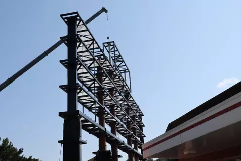 Construction begins on the new videoboard at Carter-Finley Stadium