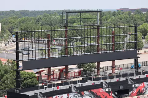 Construction begins on the new videoboard at Carter-Finley Stadium