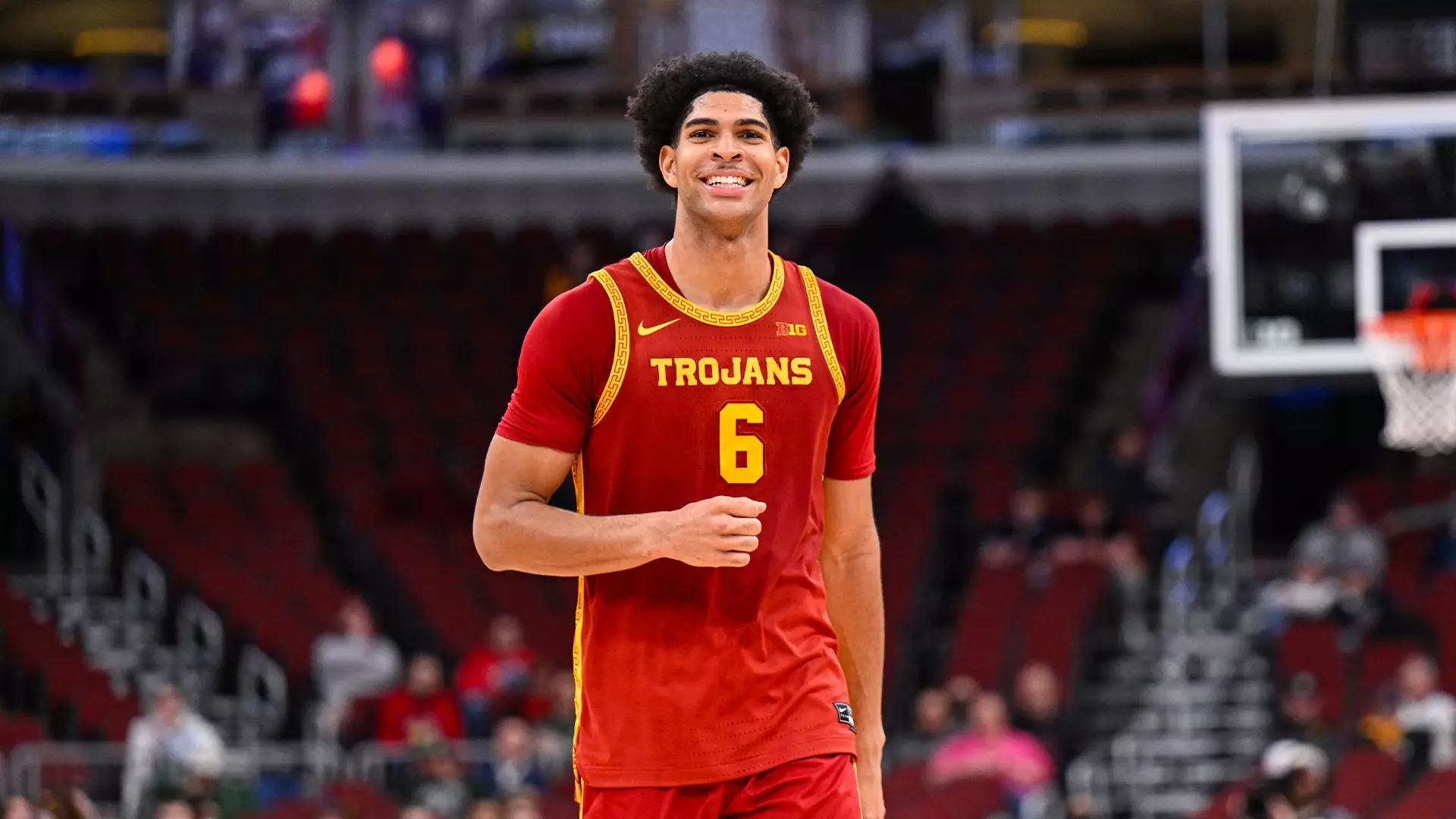 Jacob Cofie smiles during the 2026 Big Ten Tournament