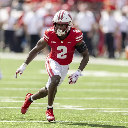Ricardo Hallman defends an Alabama wideout in a Sept. 14 loss to the Crimson Tide at Camp Randall stadium