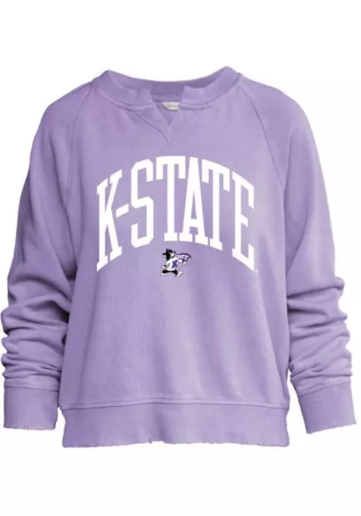 Women's Purple K-State Wildcats Willow Washed Crew Sweatshirt