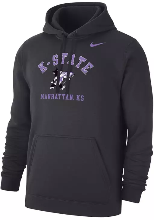 Men's K-State Wildcats Anthracite Nike Arch Mascot Club Fleece Hooded Sweatshirt